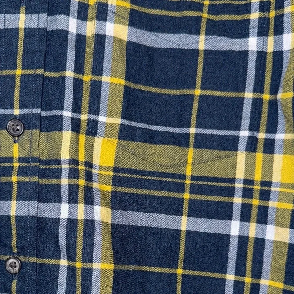 BANANA REPUBLIC Plaid Button Down Shirt Mens Medium Flannel Untucked Slim Blue